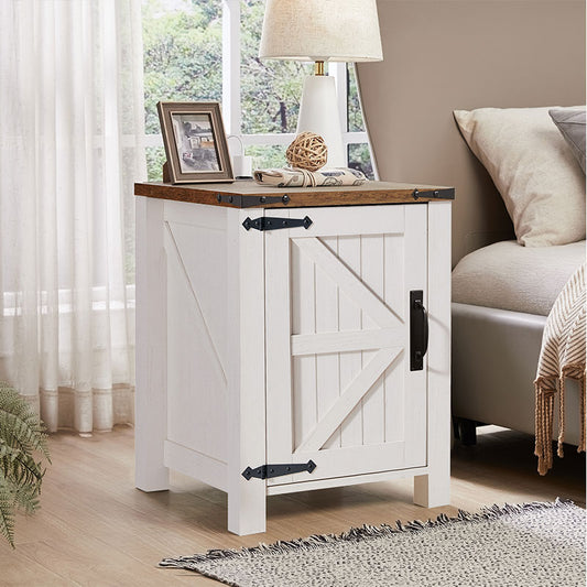 OKD farmhouse nightstand with convanient outlet charging