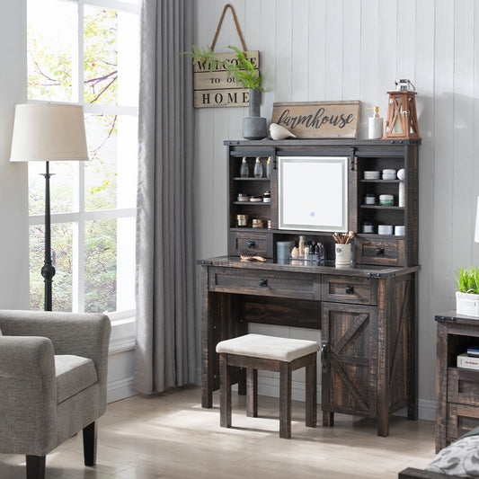 Best for adults rustic farmhouse makeup vanity-OKD