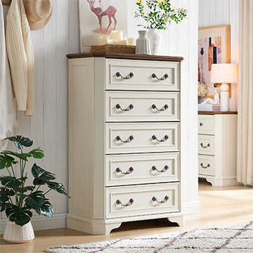 modern farmhouse white dresser Better Homes & Gardens Modern Farmhouse 56.85 inch Wide 6 Drawer Dresser, Alabaster and Light Honey Finish