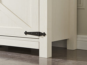 OKD Farmhouse TV Stand, Wood Barn Door Farmhouse TV Console Table with Storage Cabinets