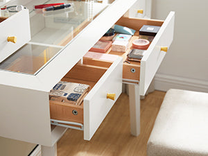 OKD 42 inch Modern Makeup Vanity Desk with Mirror and Lights