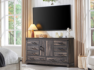 OKD Farmhouse 8 Drawer Dresser for Bedroom, Wood Long Dresser of Drawe OKD Farmhouse 8 Drawer Dresser for Bedroom, Wood Long Dresser of Drawe