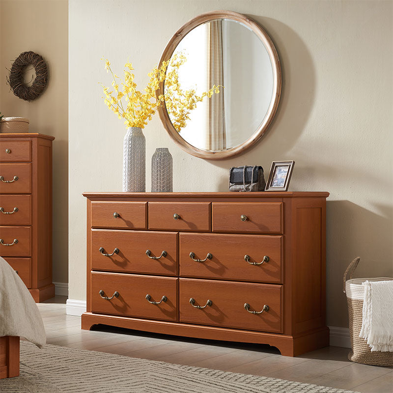 OKD Modern Wood Rustic 7 Drawers Dresser