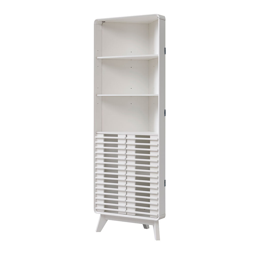 OKD Modern Corner Bathroom Cabinet 68" Tall - Adjustable Shelves Storage Organizer with Slatted Door