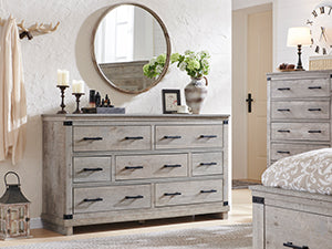 OKD Farmhouse 7 Drawers Double Dresser for Bedroom, Wood Large Dresser of Drawers