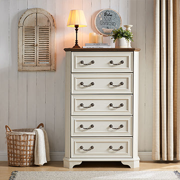 OKD Modern Farmhouse 5 Drawers Chests for Bedroom