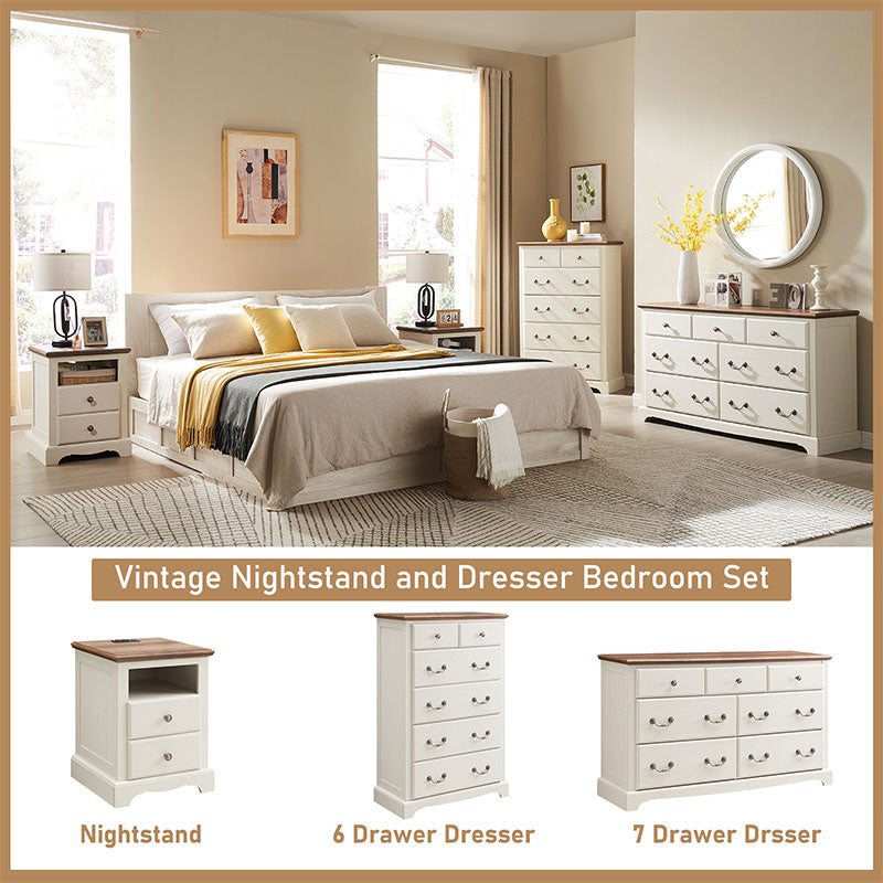 OKD Modern 6 Drawers Chests, Wood Rustic Tall Chset of Drawers