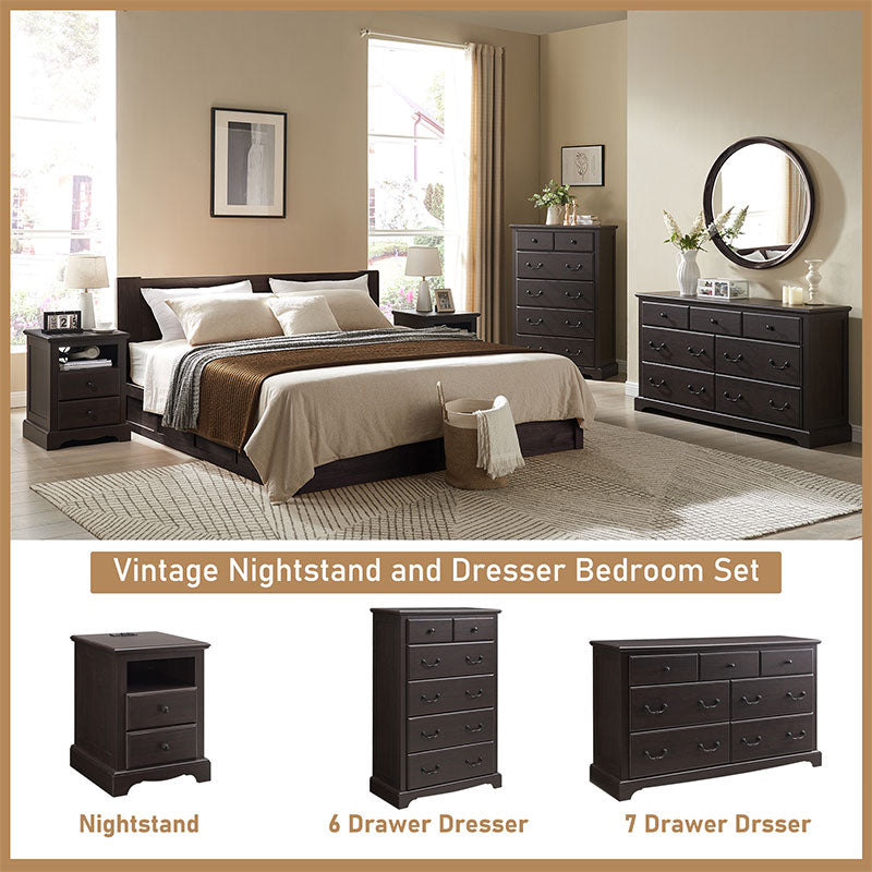 OKD Modern Wood Rustic 7 Drawers Dresser