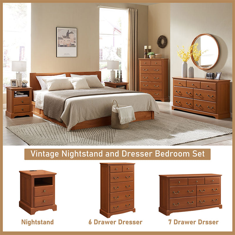 OKD Modern Wood Rustic 7 Drawers Dresser