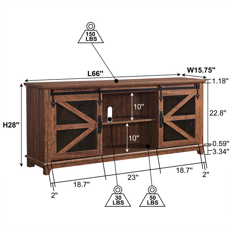 OKD Farmhouse TV Stand With Sliding Barn Door
