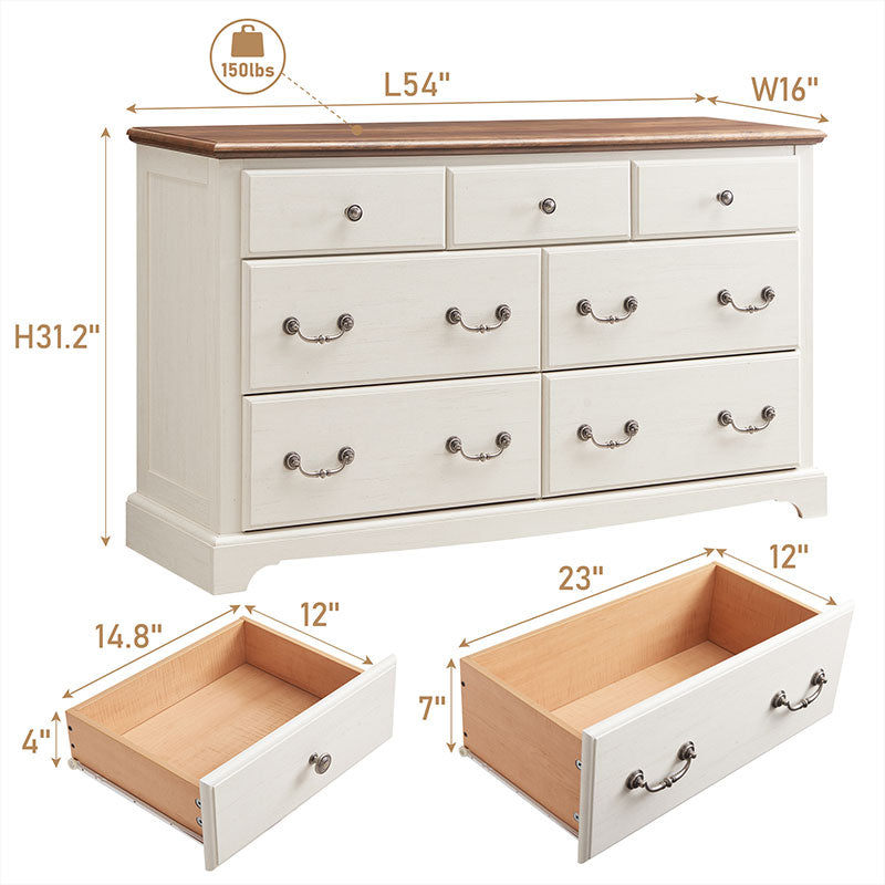 OKD Modern Wood Rustic 7 Drawers Dresser