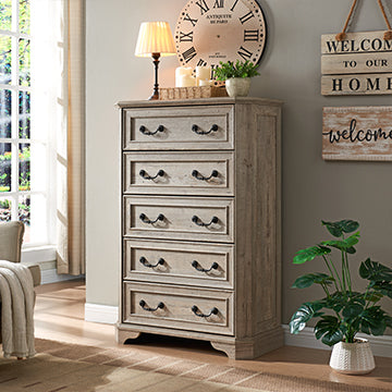 OKD Modern Farmhouse 5 Drawers Chests for Bedroom