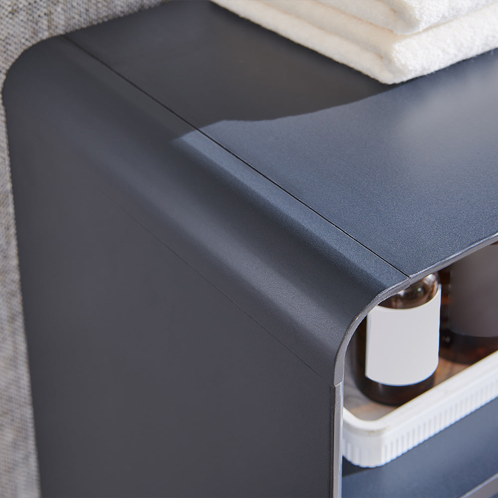 OKD Modern Corner Bathroom Cabinet 68" Tall - Adjustable Shelves Storage Organizer with Slatted Door