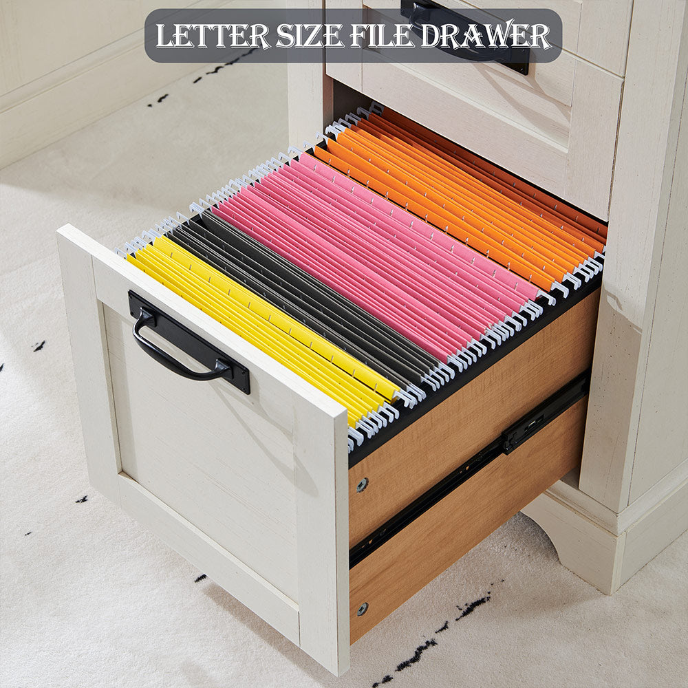 OKD 60 inch Farmhouse Desk with Hutch, Wood Home Office Executive Desk with Drawer and Charging Station