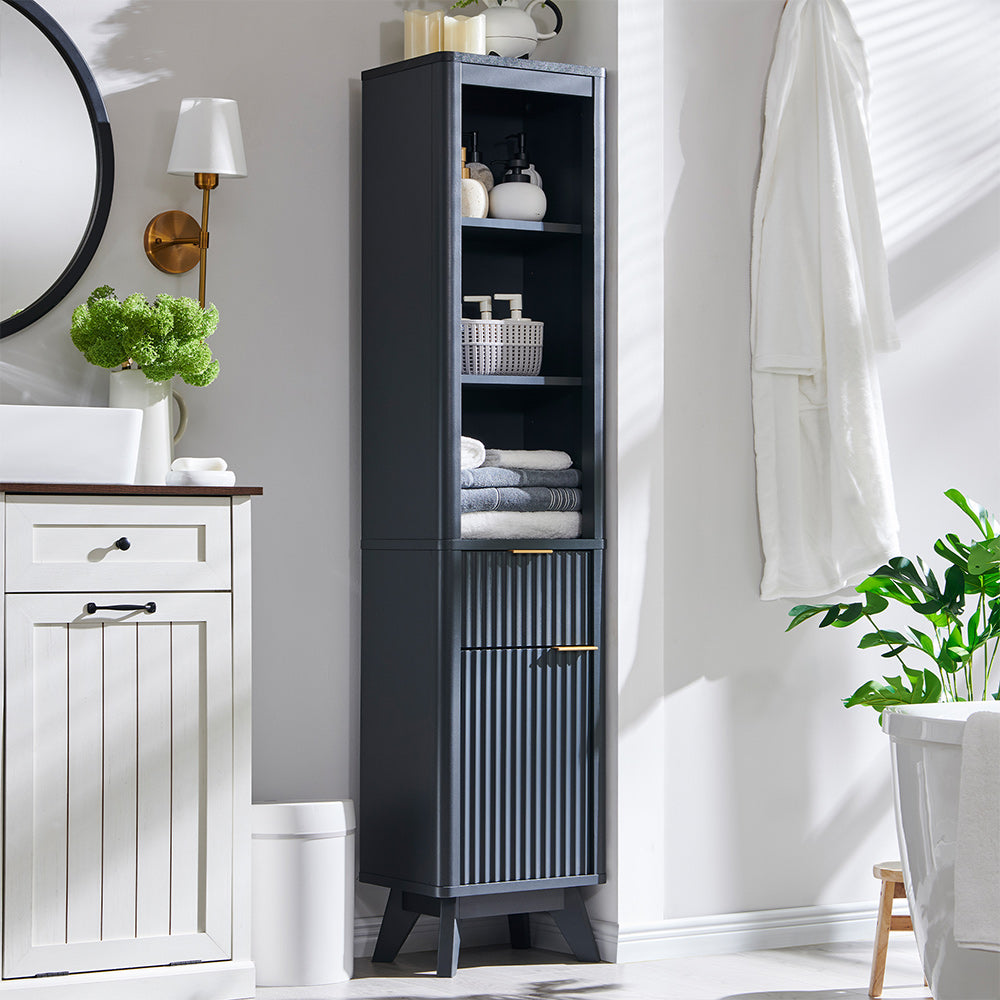 OKD 68 inch Tall Fluted Bathroom Storage Cabinet