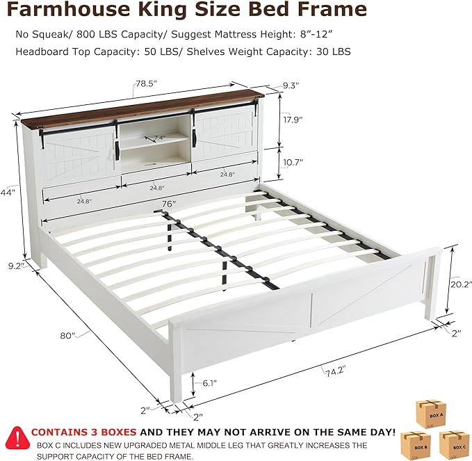 OKD Industrial Farmhouse Full/King/Queen Size Bed Frame