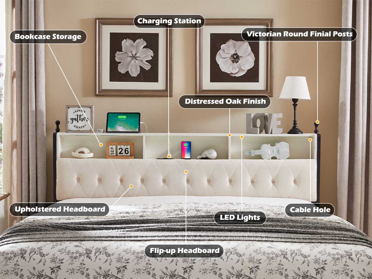 OKD Full/Queen/King Size Bed Frame with 4 Drawers