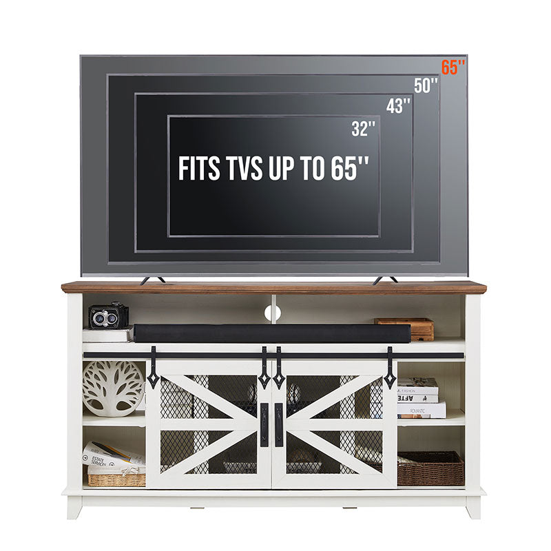 OKD Farmhouse TV Stand With Sliding Barn Door