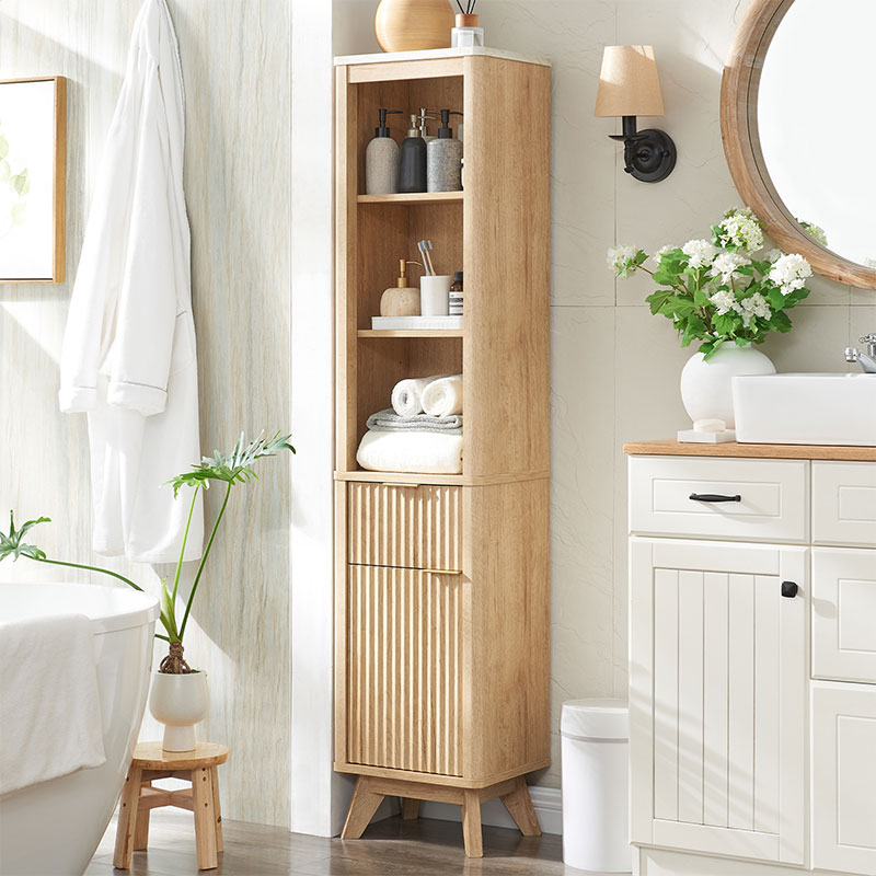 OKD 68 inch Tall Fluted Bathroom Storage Cabinet