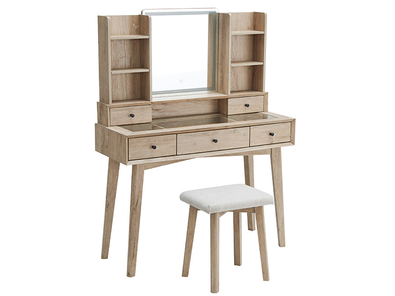 OKD 42 inch Modern Makeup Vanity Desk with Mirror and Lights