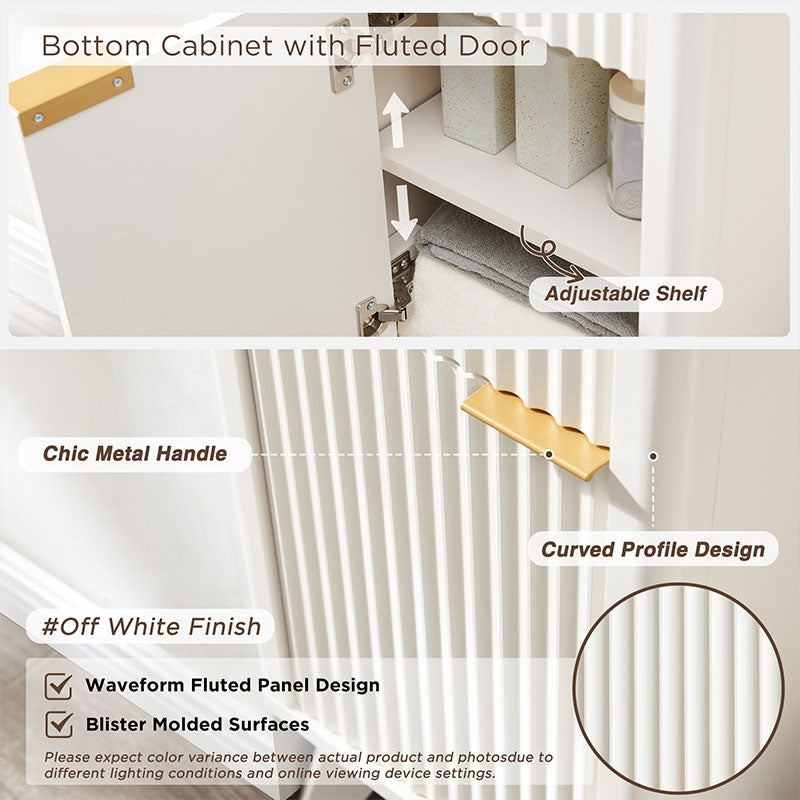 OKD 68 inch Tall Fluted Bathroom Storage Cabinet