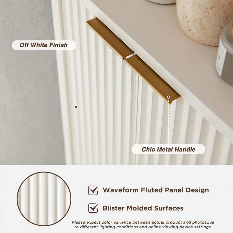 OKD Fluted Corner Cabinet, 68" Tall Modern Storage Cabinet with Faux Marble Top