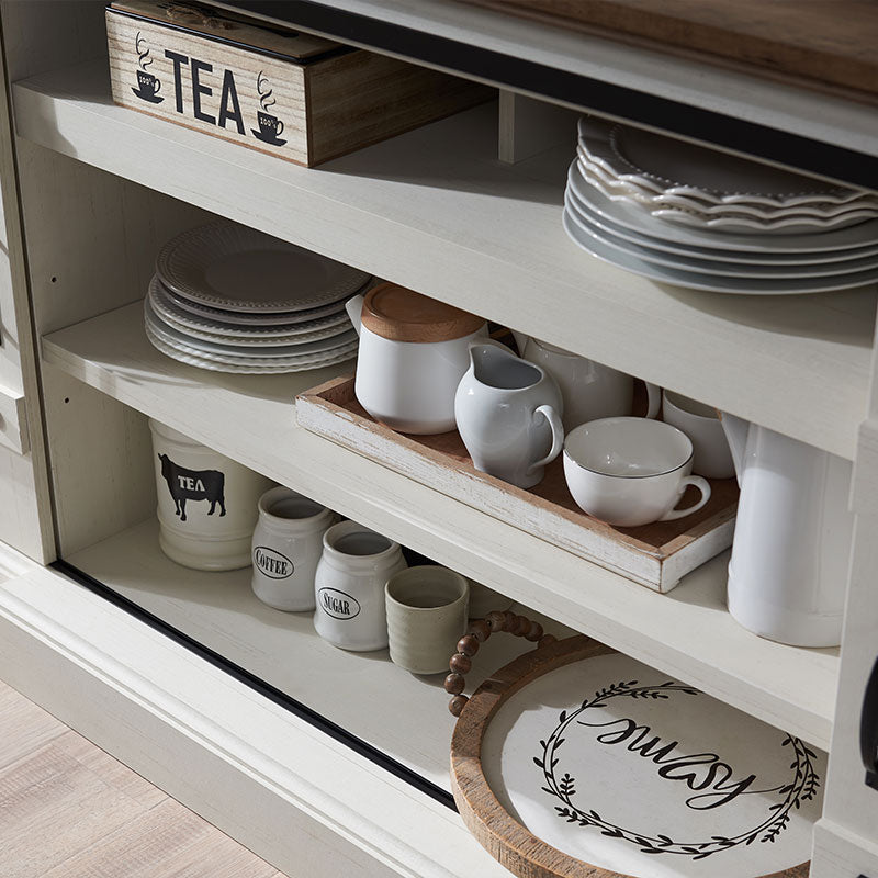 OKD Industrial Farmhouse TV Stand with storage, Rustic Media Console Table with Sliding Barn Door, Up to 75 Inch TV