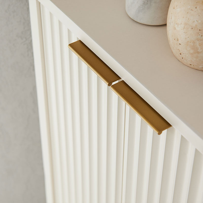 OKD Fluted Corner Cabinet, 68" Tall Modern Storage Cabinet with Faux Marble Top