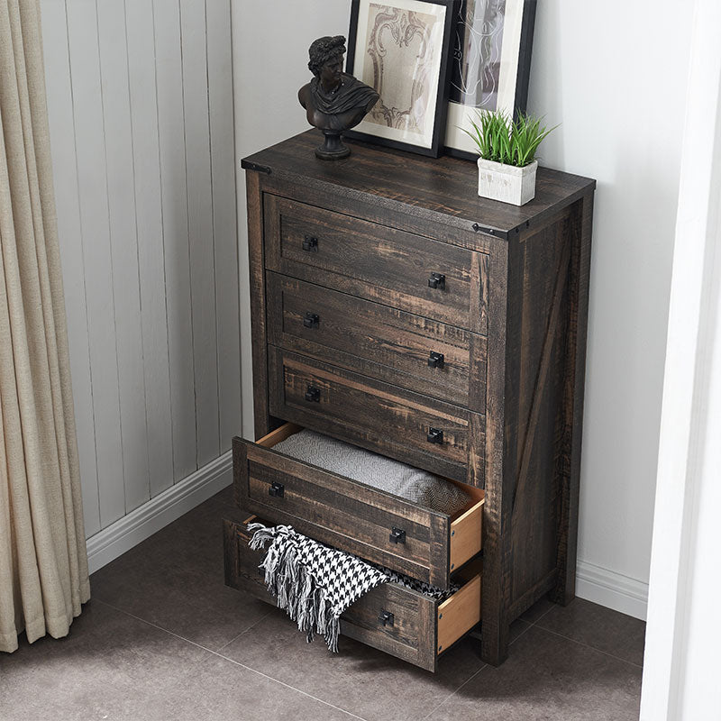 OKD Farmhouse Bedroom 5 Drawers Chests, Wood Rustic Tall Chset of Dresser