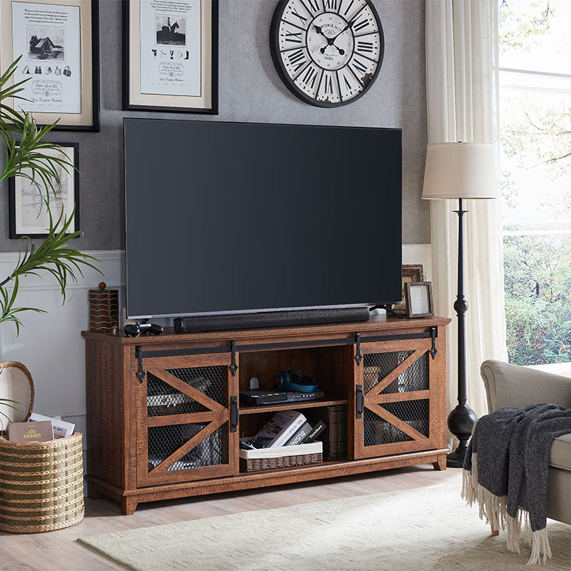 OKD Farmhouse TV Stand With Sliding Barn Door