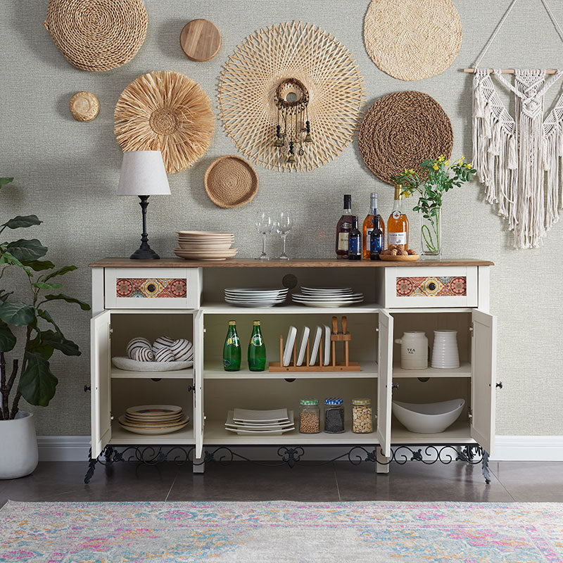 OKD Boho Sideboard Buffet Cabinet, 58" Kitchen Storage Cabinet with 2 Drawers