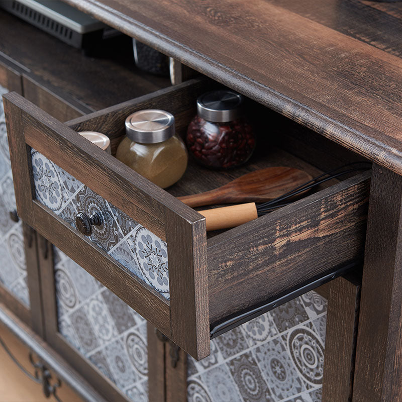 OKD Boho Sideboard Buffet Cabinet, 58" Kitchen Storage Cabinet with 2 Drawers