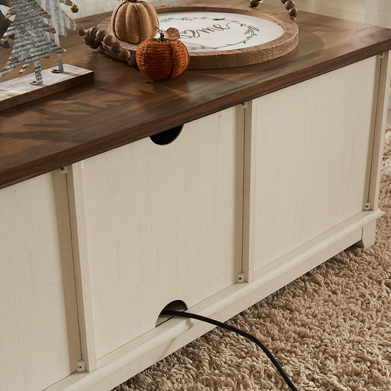 OKD 48''Farmhouse Coffee Table with 13'' Electric Fireplace Heater & Sliding Barn Doors