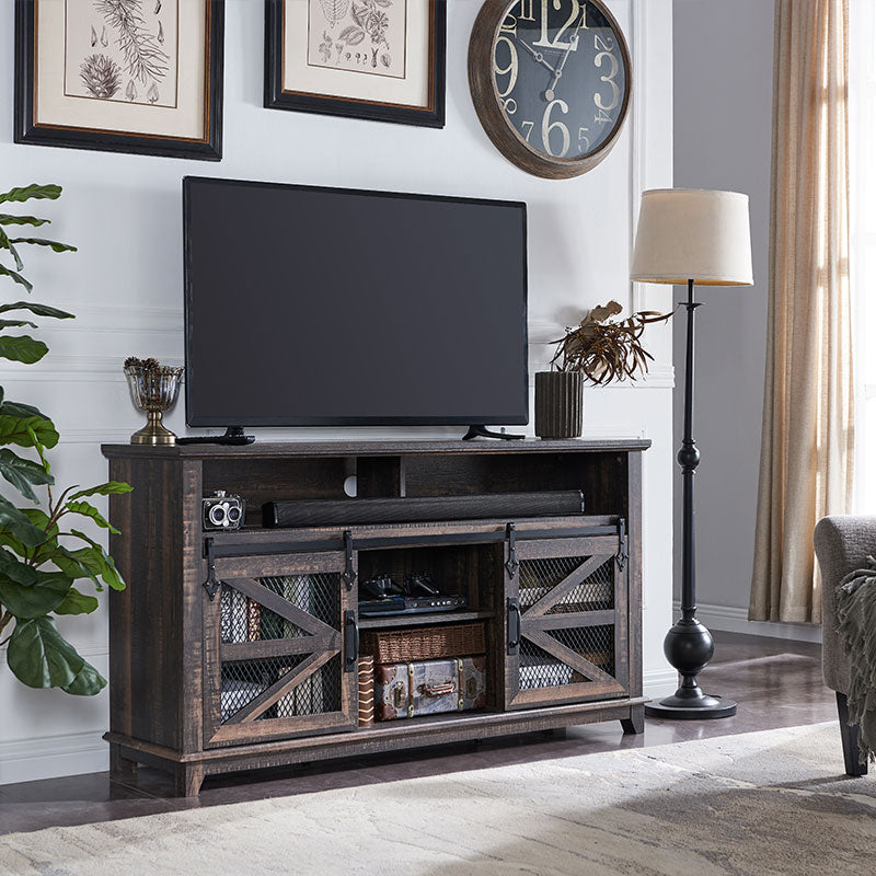 OKD Farmhouse TV Stand With Sliding Barn Door