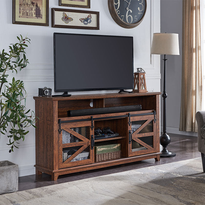 OKD Farmhouse TV Stand With Sliding Barn Door