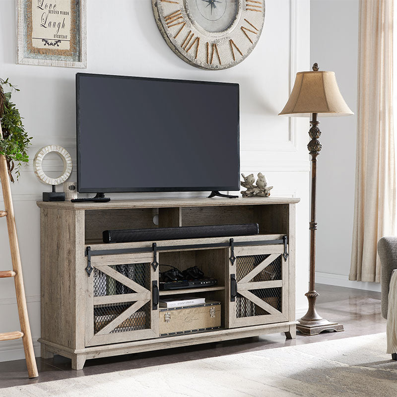 OKD Farmhouse TV Stand With Sliding Barn Door