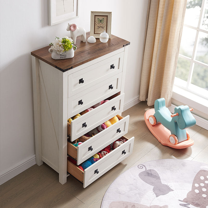 OKD Farmhouse Bedroom 5 Drawers Chests, Wood Rustic Tall Chset of Dresser