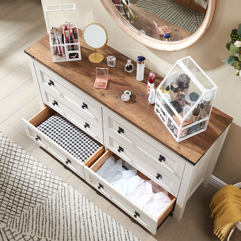 OKD Modern Farmhouse 6 Drawers Dresser, Wood Rustic Wide Chest of Drawers