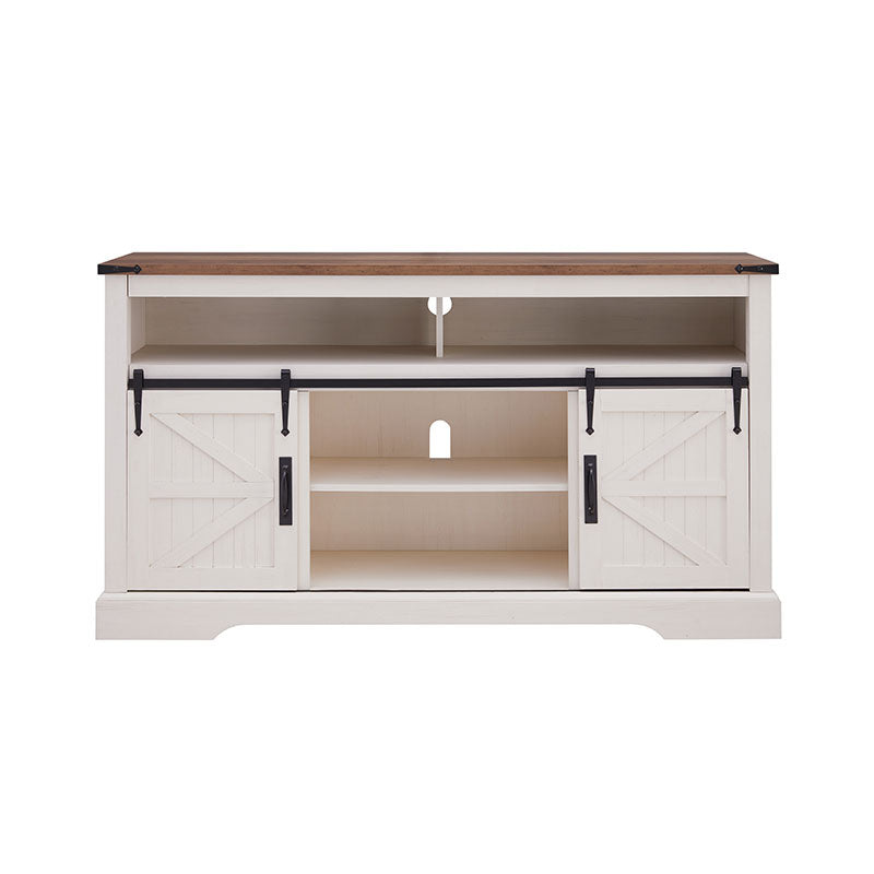 OKD Modern Industrial Farmhouse TV Stand with Slide Barn Door