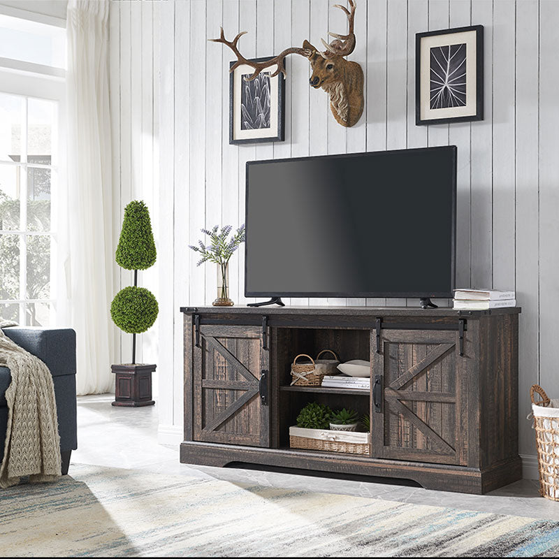 OKD Farmhouse Coffee Bar Cabinet TV Stand, 58 Inch Buffet Sideboard Cabinet w/Sliding Barn Door