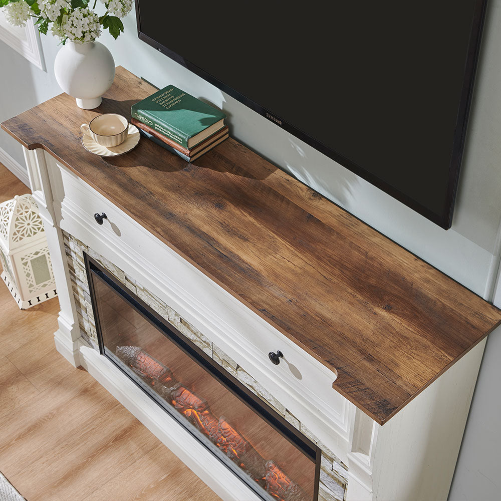 OKD 52" Farmhouse Electric Fireplace TV Stand with Mantel