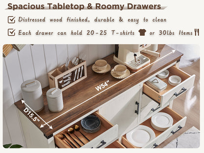 OKD Farmhouse 8 Drawer Dresser for Bedroom, Wood Long Dresser of Drawers