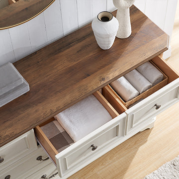OKD  Farmhouse Bedroom 7 Drawers Dresser, Wood Rustic Dresser Tv Stand