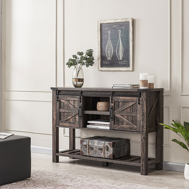 OKD Farmhouse Sliding Barn Door Entryway Table