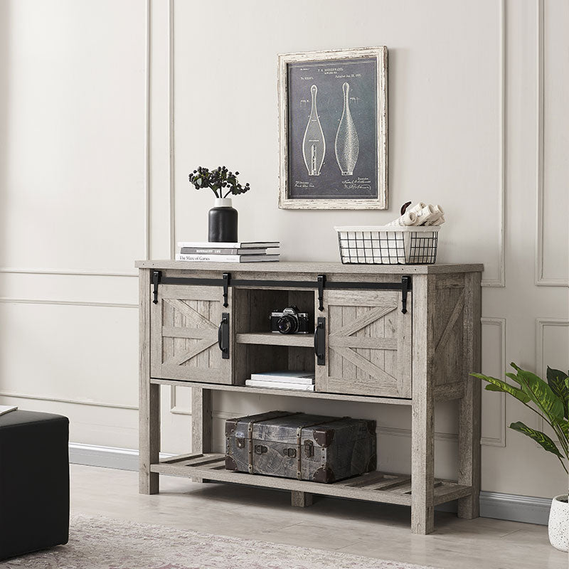 OKD Farmhouse Sliding Barn Door Entryway Table