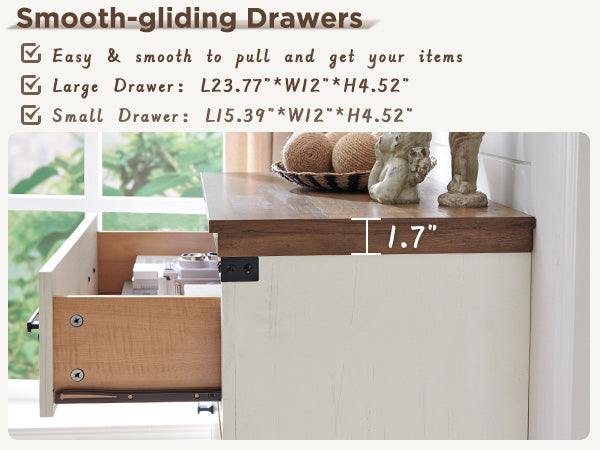 OKD Farmhouse 8 Drawer Dresser for Bedroom, Wood Long Dresser of Drawers