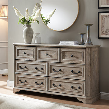 rustic dresser OKD Farmhouse 7 Drawers Dresser for Bedroom, 7 Storage Dressers Drawers