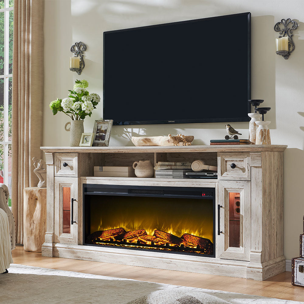 OKD Farmhouse Fireplace TV Stand with 42" Electric Fireplace