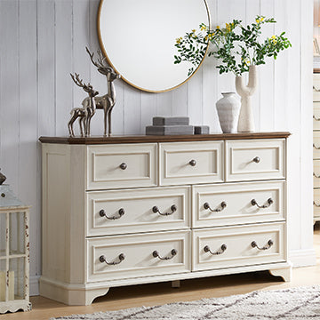 OKD Farmhouse 7 Drawers Dresser for Bedroom, 7 Storage Dressers Drawers