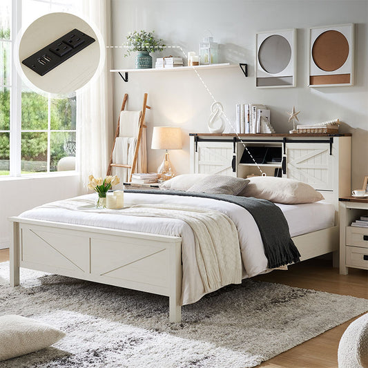 OKD Industrial Farmhouse Full/King/Queen Size Bed Frame